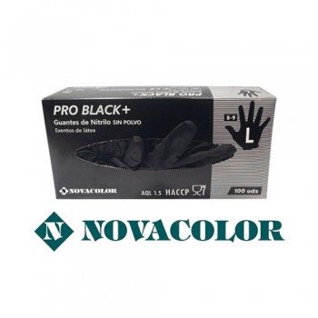 Guantes de Nitrilo Novacolor Pro Black + Sin polvo y exento de látex Talla L 8-9 Guantes de Nitrilo Novacolor Pro Black + Sin polvo y exento de látex Talla L 8-9